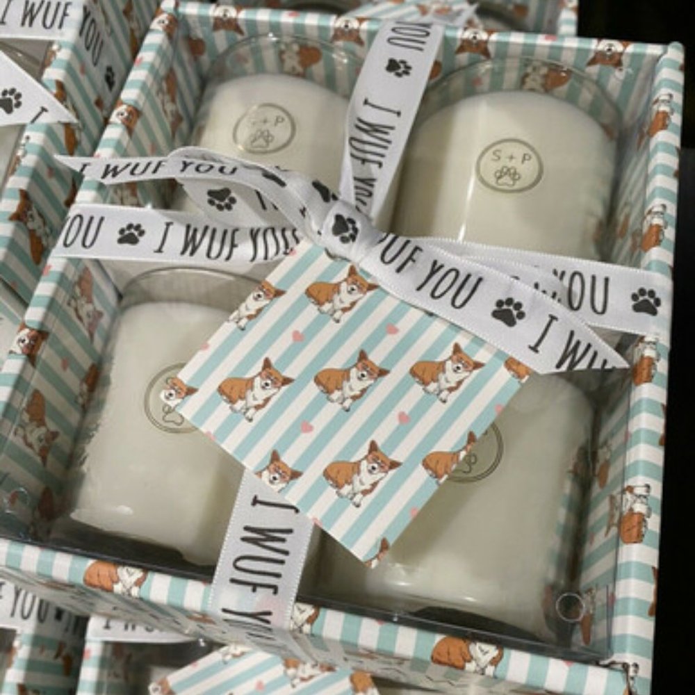 SAND+PAWS I wuf you CANDLES 4PCS SET  Tropical Citrus Goji Berry Crisp White Lim